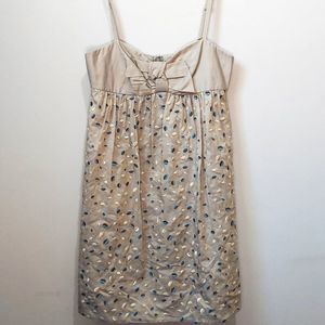 BCBG Taupe Party Dress Bow Front Babydoll EUC